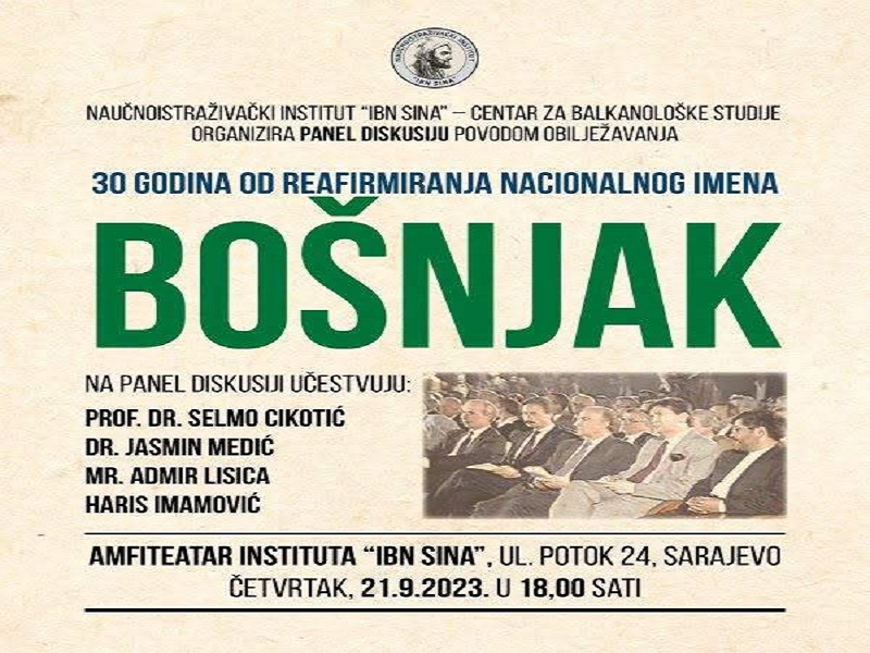 Panel-diskusija povodom obilježavanja 30 godina od reafirmiranja nacionalnog imena Bošnjak