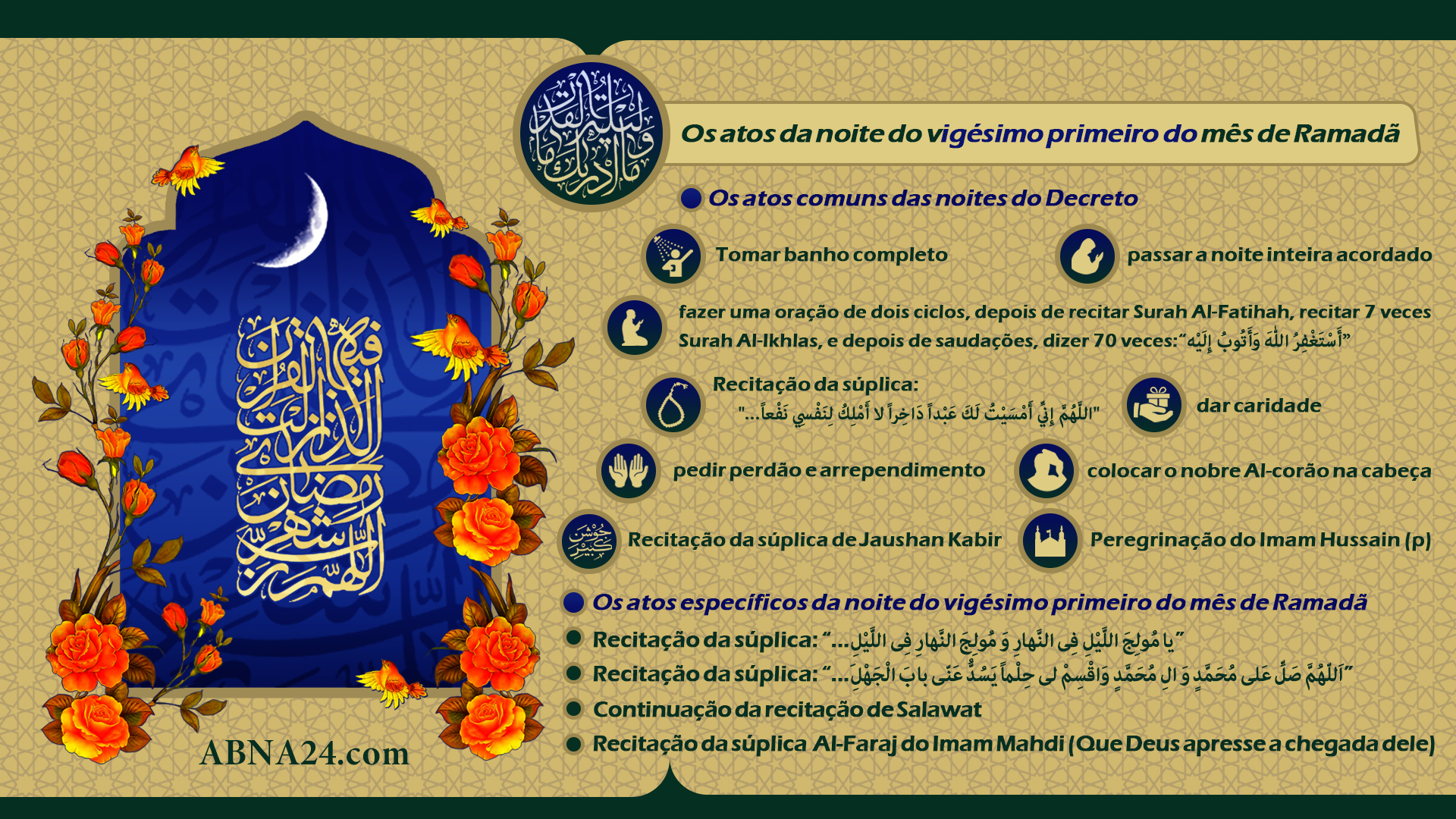 Infográfico: Os atos da noite do vigésimo primeiro do mês de Ramadã