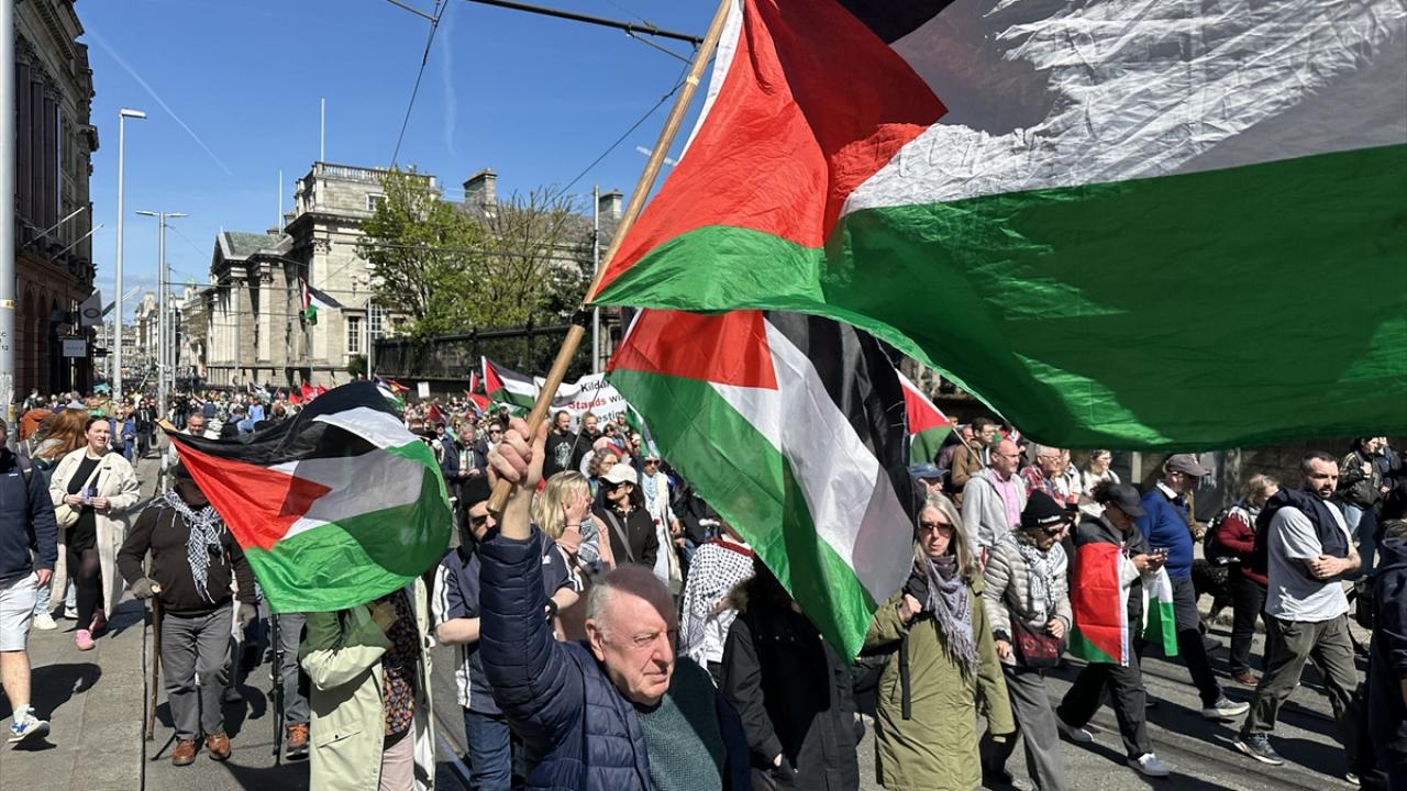 Photos: Pro-Palestinian rally held in Dublin, Ireland