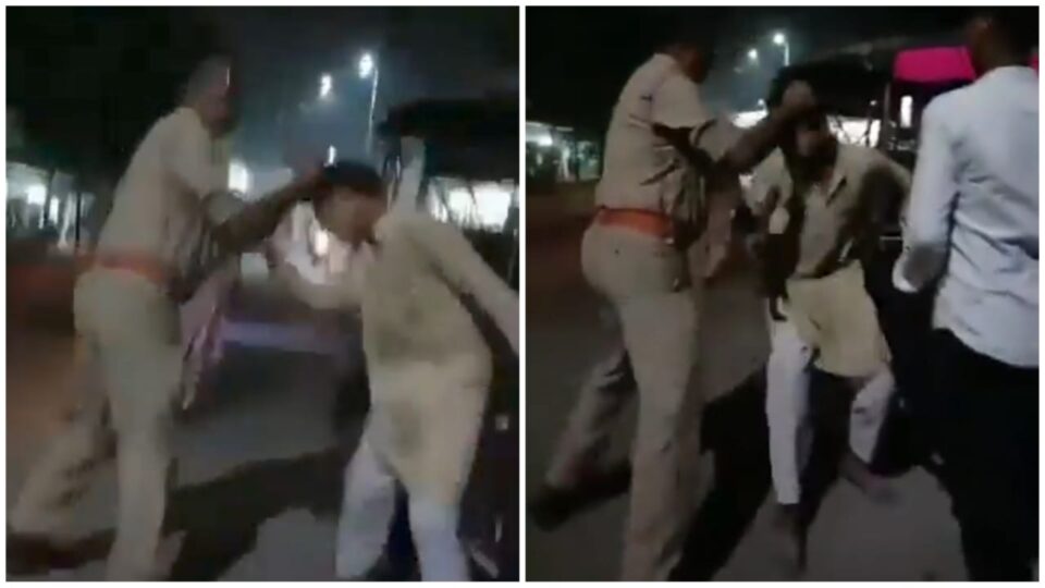 मुस्लिम रिक्शा चालक की पुलिस इंस्पेक्टर ने की बेरहमी से पिटाई, वीडियो वायरल