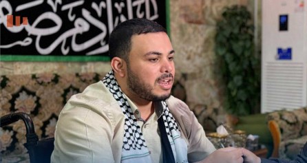 جریح فلسطيني جاء من غزة ليشكر أهالي كربلاء والعراق تثمينا لموقفهم المشرف