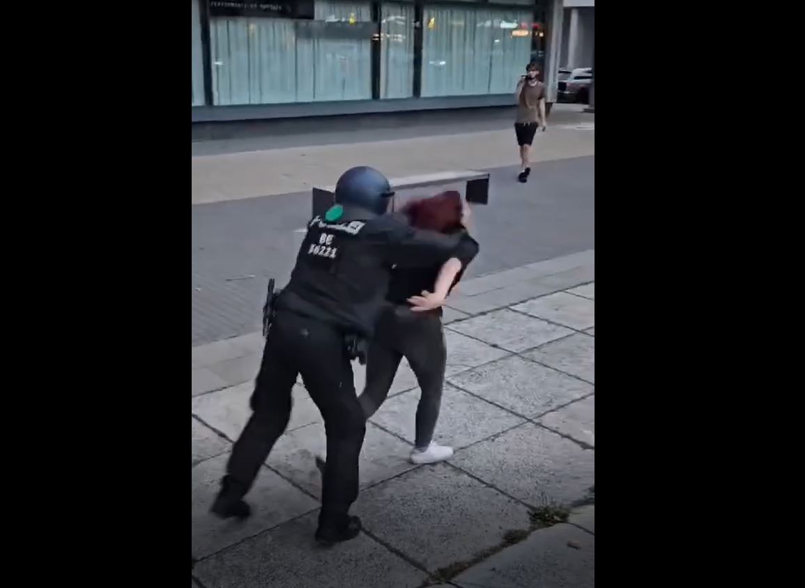 Video: German police aggressively pushed down and arrested a pro-Palestine female activist 