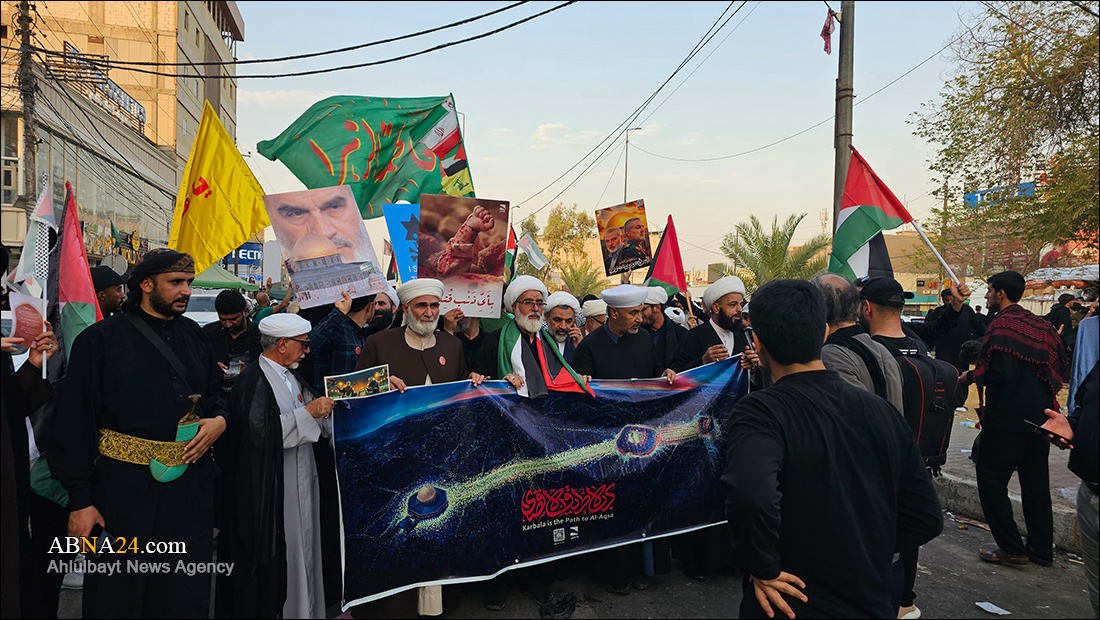 Rahoto Cikin Hotuna Na Tattakin Barranata Daga Ma'abuta Girman Kai Da Goyon Bayan Al'ummar Gaza Da Ake Zalunta A Karbala