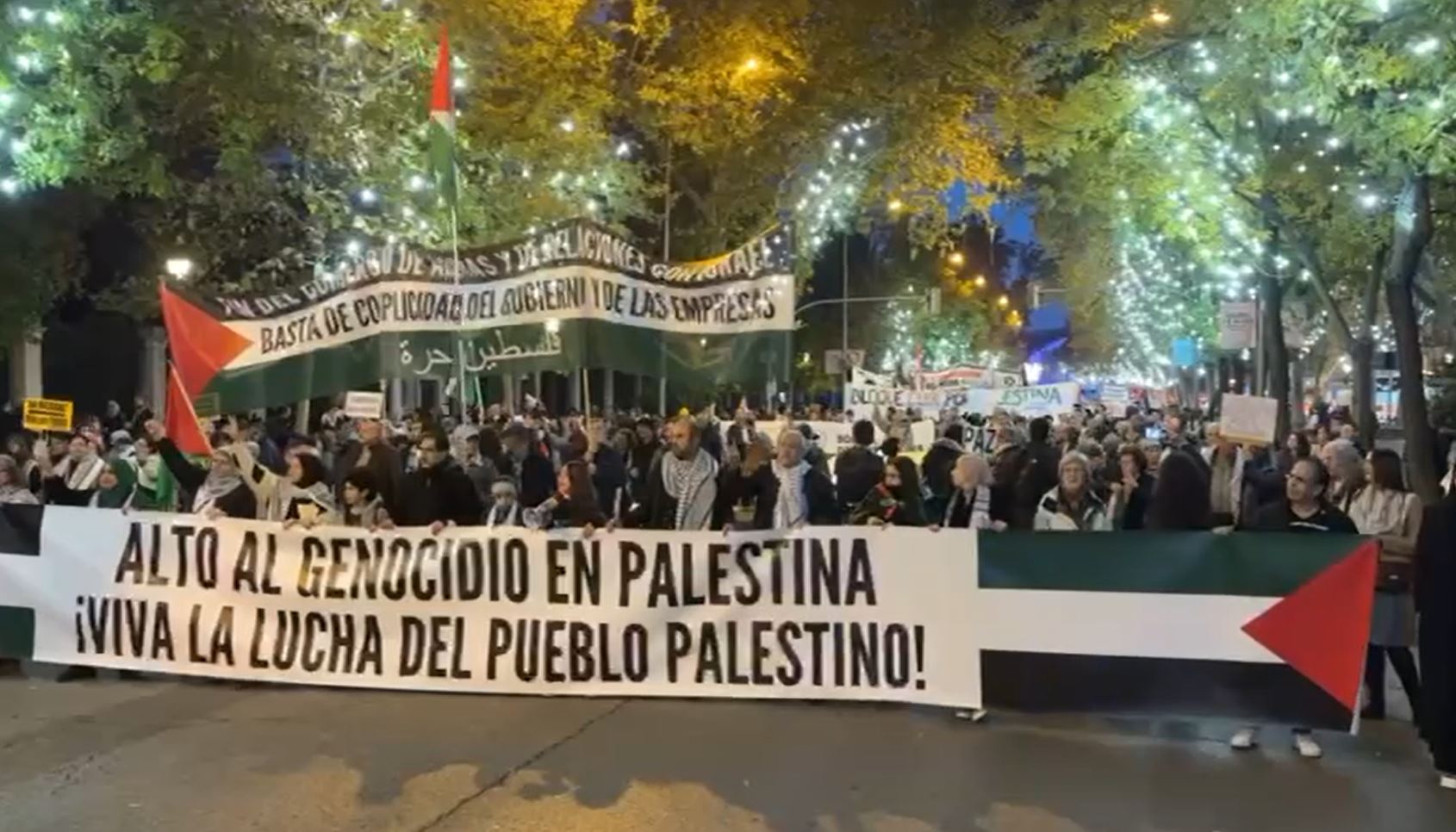 Video: A massive demonstration in Madrid, Spanish in support of Palestinian people 