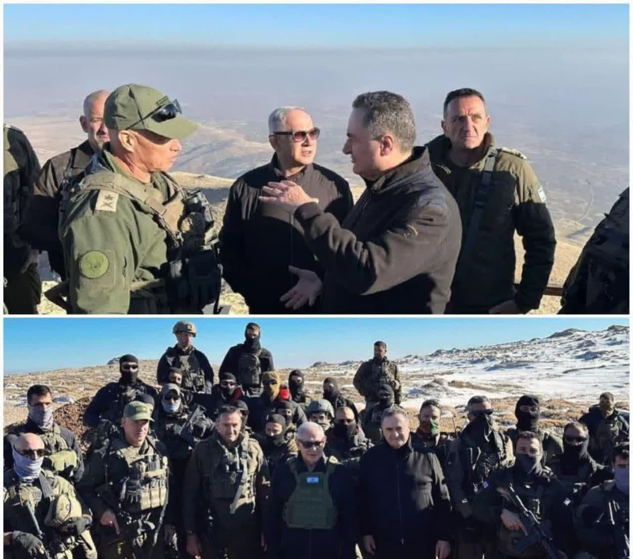 Foto / Netanyahu, Gantz ve Halivi'nin Cebel el-Şeyh'teki Görüntüsü; Netanyahu'nun Suriye'nin işgal altındaki "Cebel el-Şeyh" bölgesine gizli seyahati.