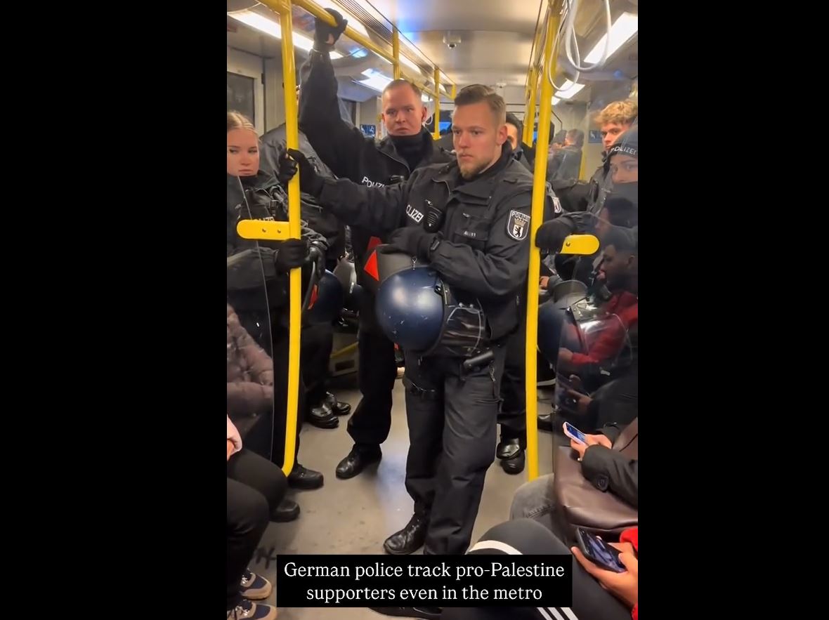 Watch: Even on metro... German police hunt down Palestine supporters
