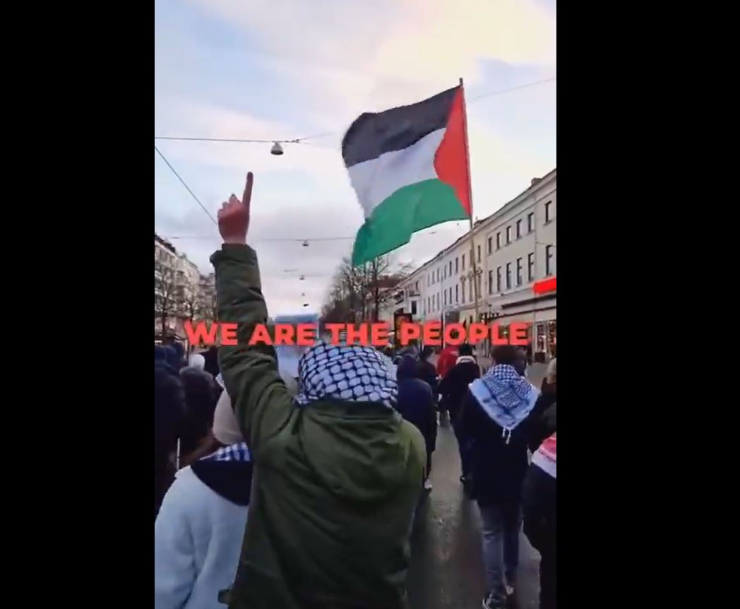 Video: Dozens protest in Göteborg, Sweden, in support of Palestine and Gaza