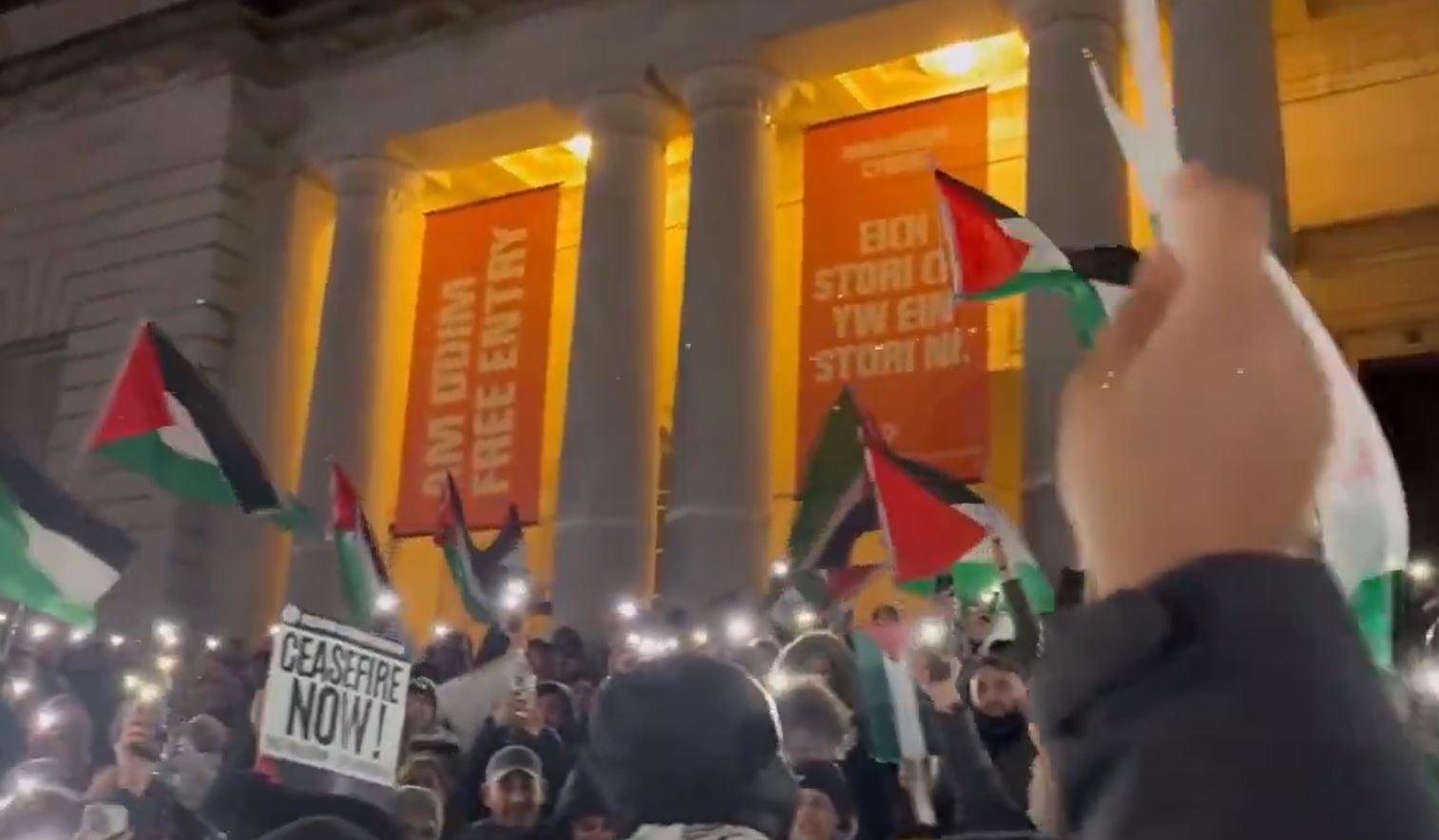 Video: Massive protest rally in Cardiff, Wales, against Israeli bombardment of Kamal Adwan Hospital in Gaza