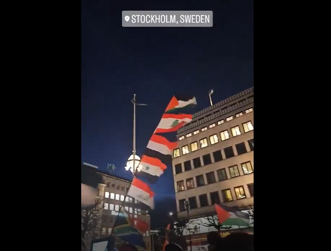 Video: Dozens protest in Stockholm, in solidarity with resistance forces and against Israeli genocide in Gaza