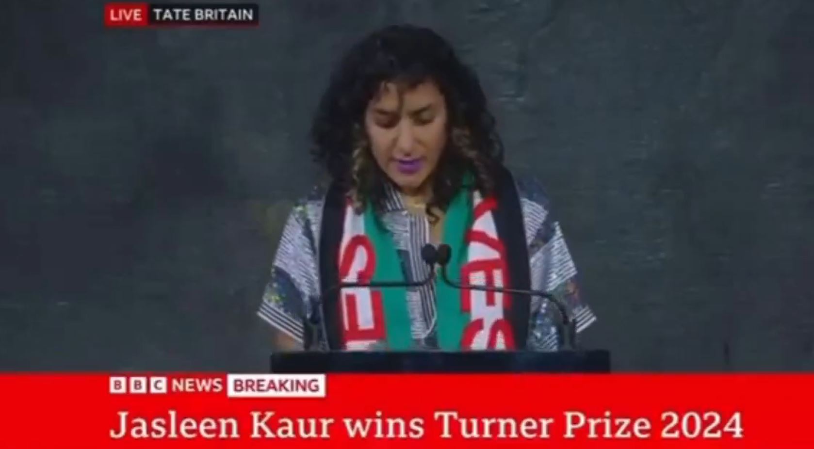 Video: Turner Prize 2024 winner delivers a powerful speech expressing in support of Palestinian people