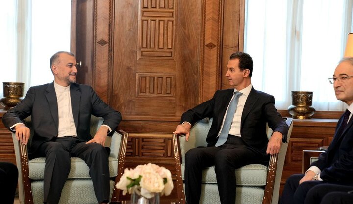 Nakipagpulong si Iraniang FM, sa Pangulo ng Syria, sa Damascus