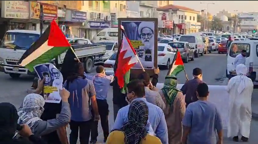 فیديو | مظاهرة في البحرين بذكرى انطلاقة ثورة 14 فبراير داعمة لفلسطين
