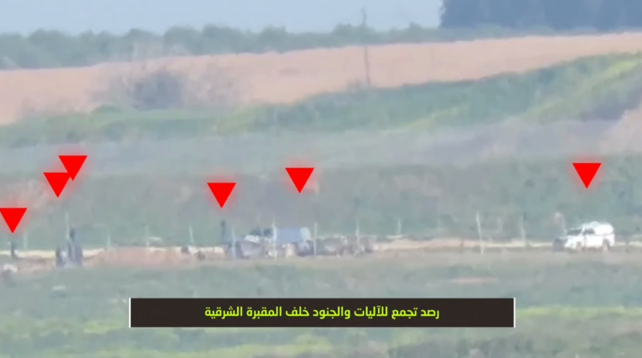 فيديو | استهداف تجمعات جنود وآليات العدو الصهيوني محيط المقبرة الشرقية شرق جباليا بالهاون