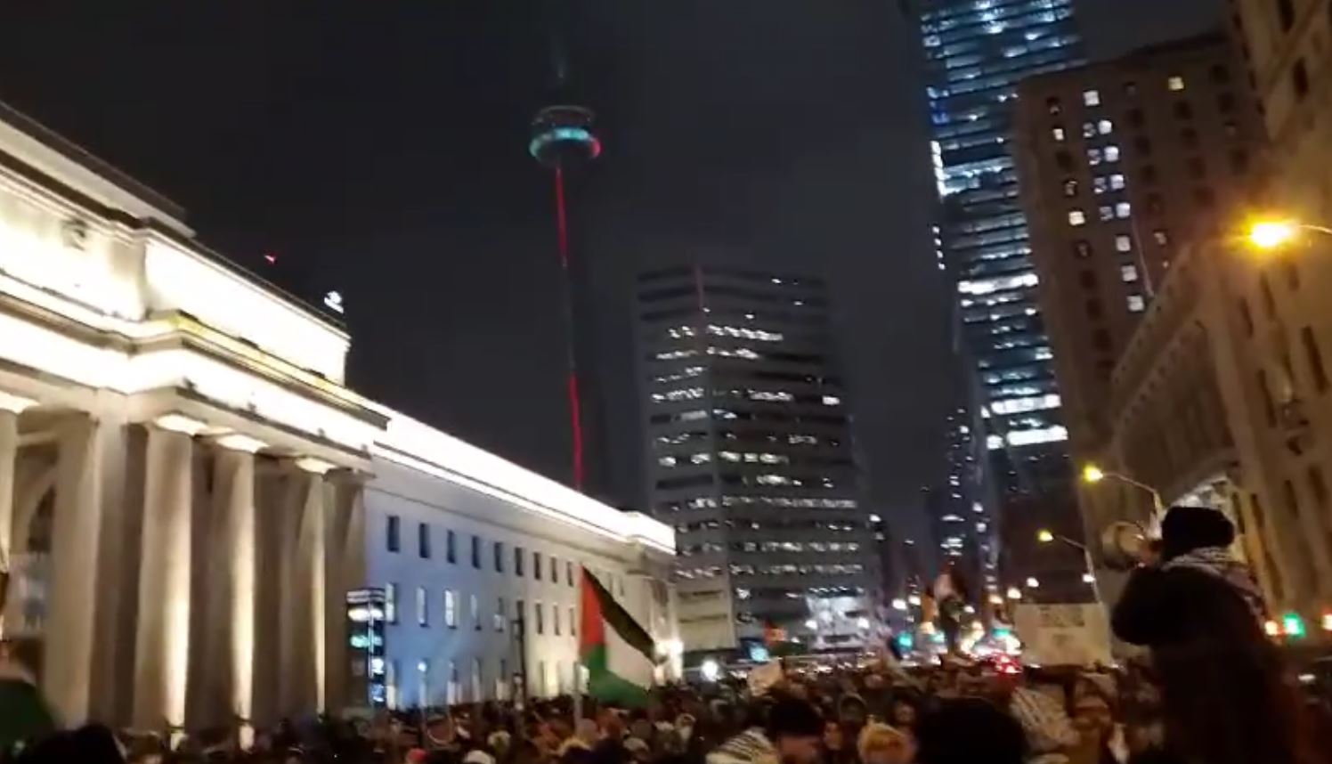 Demo in Toronto for immediate ceasefire in Gaza; "We don't celebrate; we celebrate liberation"