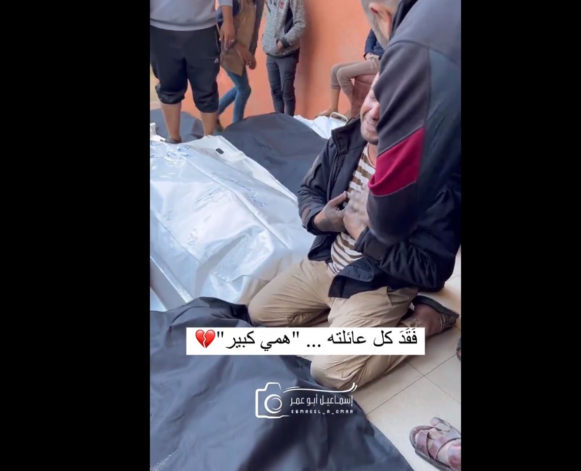 Video: A Palestinian father started his new year by losing his entire family in Zionist airstrikes 