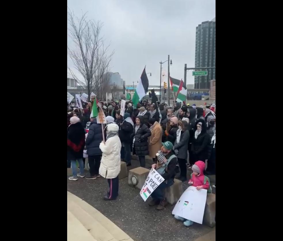 Video: Demonstration in downtown of Detroit, Michigan against war on Gaza