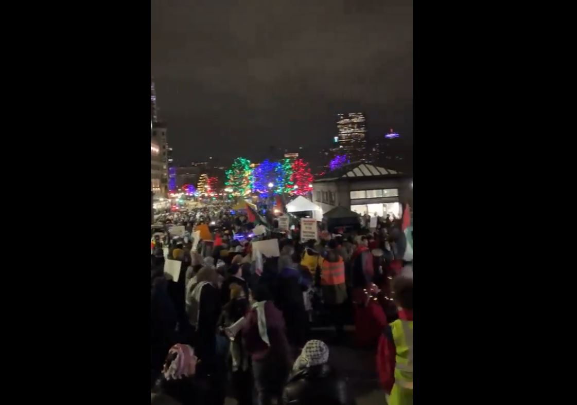 Video: A large protest in Boston demanding permanent ceasefire in Gaza 