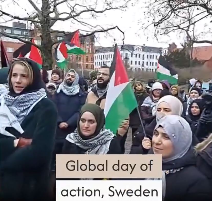 Video: "Global Day of Action" demonstration in Sweden supporting Palestine 