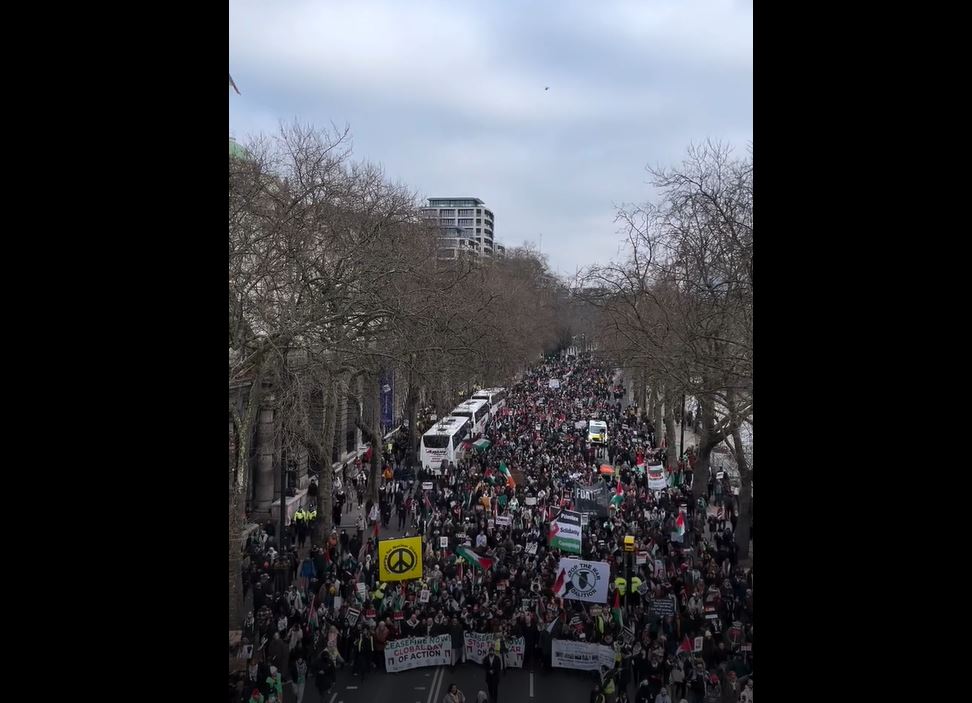 Video: Hundreds of thousands march for Palestine in London 