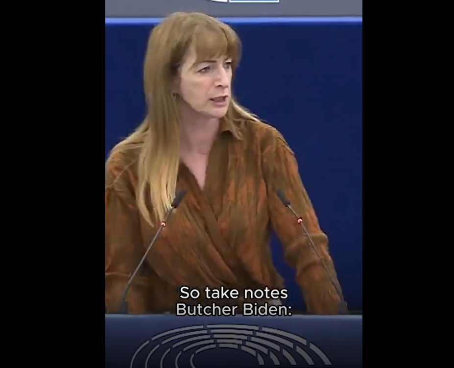 A strong speech by MEP Clare Daly: "So, take notes butcher Biden..."