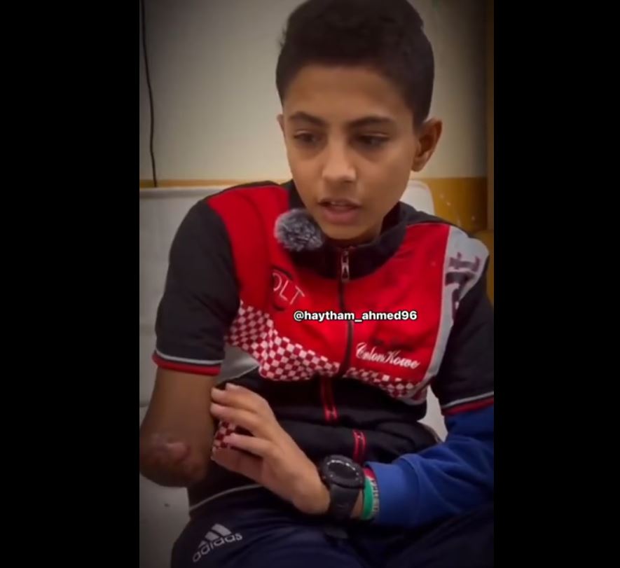 Palestinian child: "They bombed school...a bomb amputated my arm"