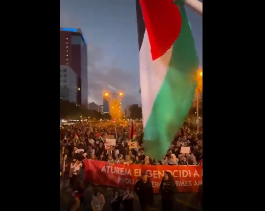 Video: Thousands protest in Barcelona calling end to ongoing Israeli genocide in Gaza