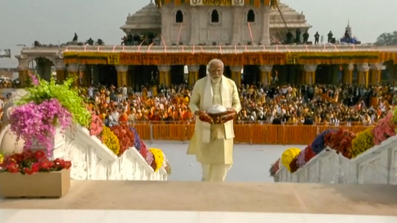Indiens Modi weiht vor Wahlen Hindu-Tempel an der Stelle einer zerstörten Moschee ein