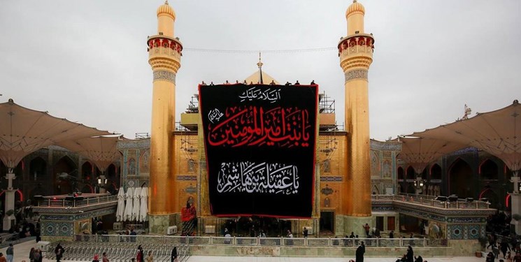 ویدیو | سیاهپوش شدن حرم حضرت علی(ع) در عزای عقیله بنی‌هاشم