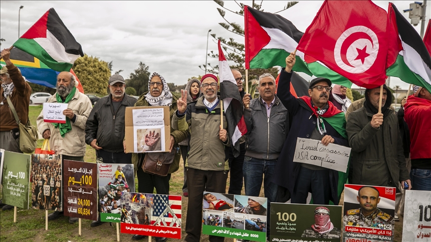  تونس.. وقفة أمام سفارة واشنطن تنديدا بالدعم الأمريكي لإسرائيل