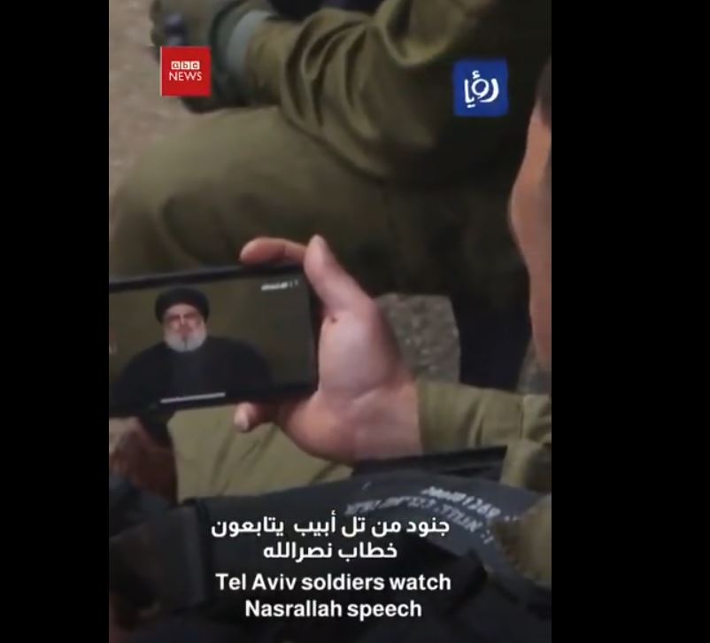Video: When Tel Aviv soldiers watch Sayyed Nasrallah speech