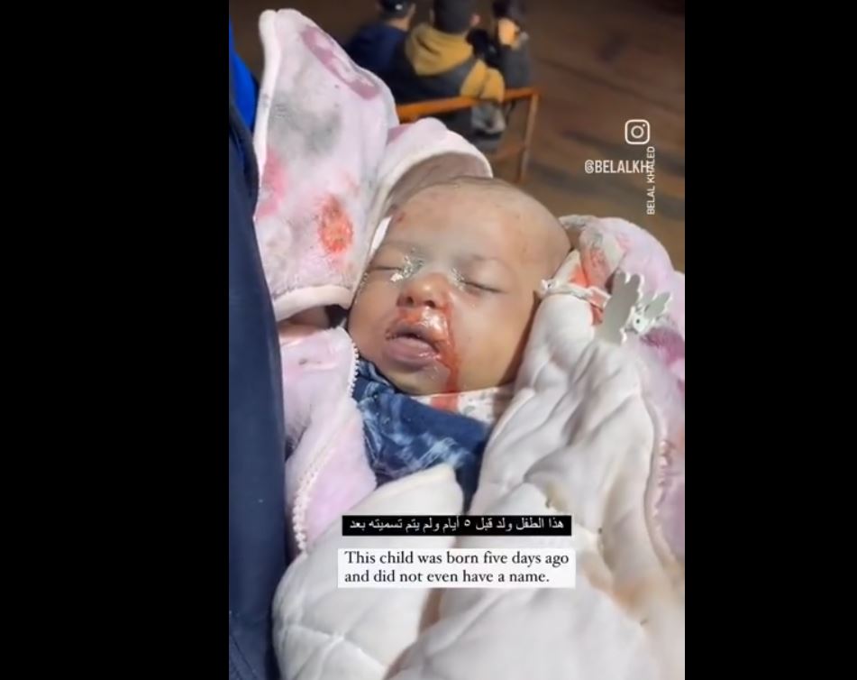 Video: This Gazan baby is less than a week old, it has no name but it already knows war and pain