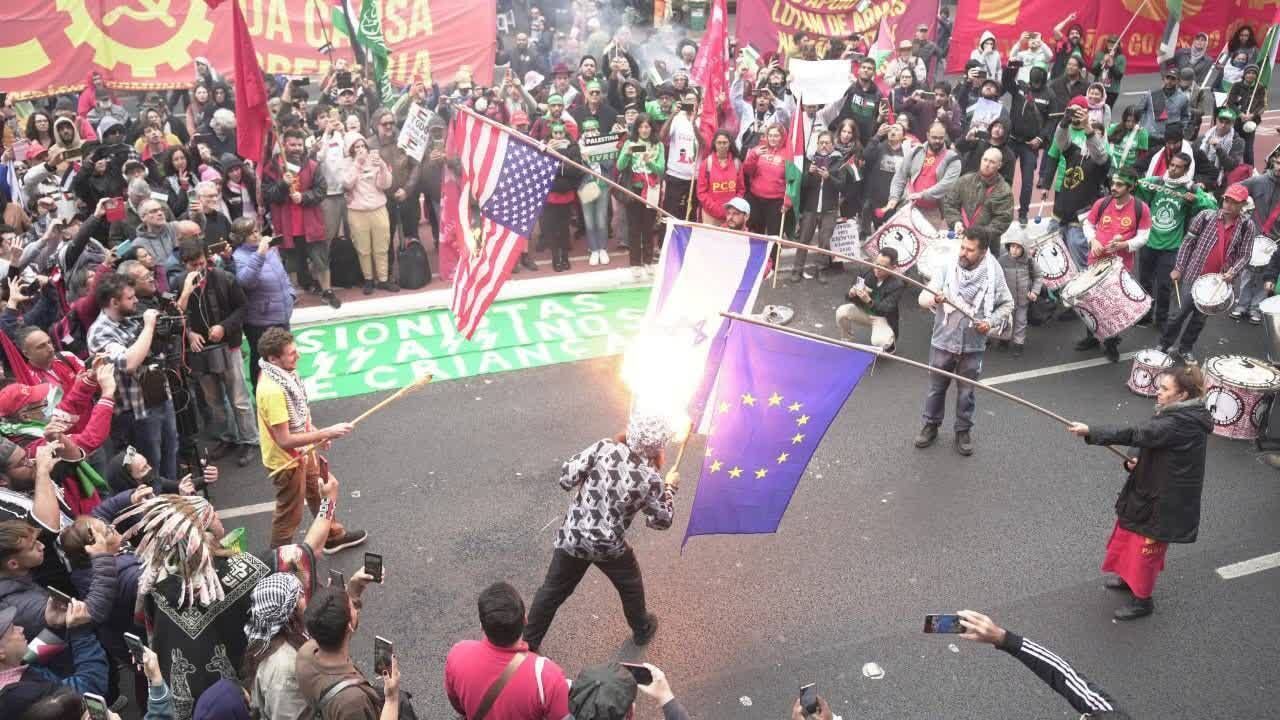 تظاهرات ضدصهیونیستی در «سائوپائولو» برزیل + عکس