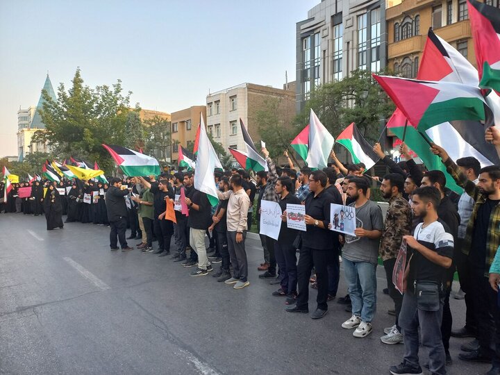 Students gather in front of UN office in Mashhad to protest presence of Zionist athletes in Olympic