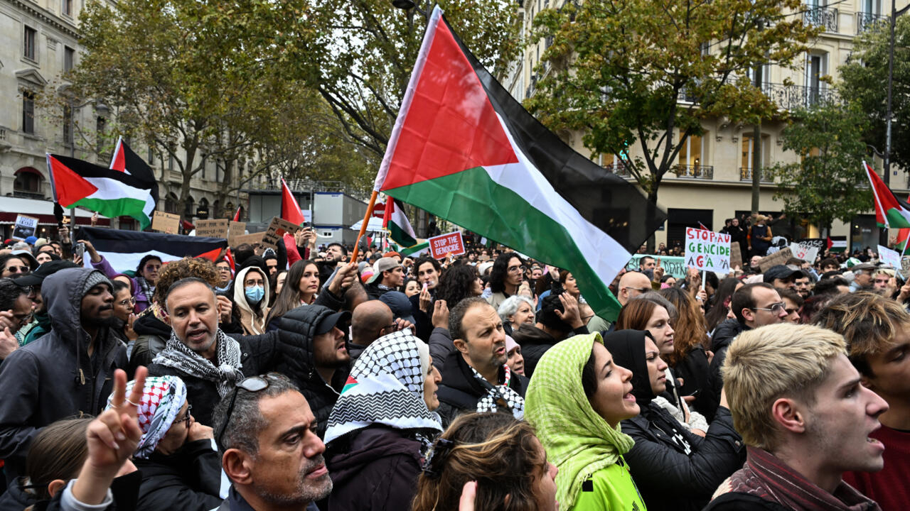 Thousands of pro-Palestinian protesters march in Paris