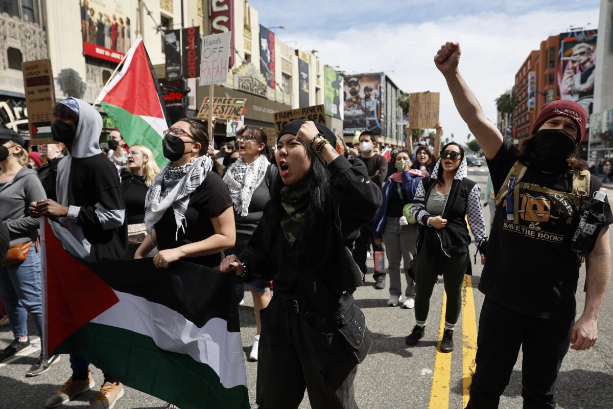 Video: Protesters gather near Oscars site to rally against Israeli war in Gaza