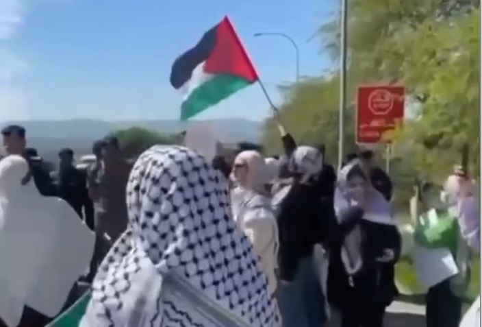 فيديو | سلسلة بشرية من قبل أردنيون احتجاجا على إمداد الاحتلال بالبضائع عبر الجسر البري