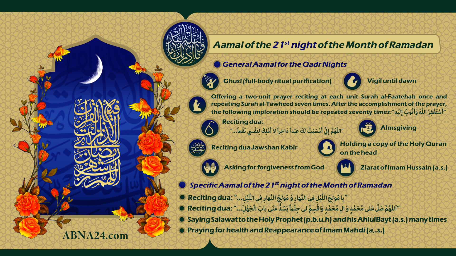 Infographic: Aamal of the 21th night of Ramadan