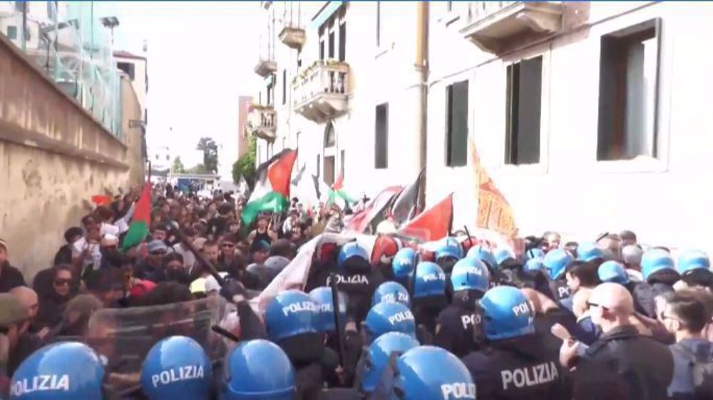 Italian police clash with pro-Palestine protesters at G7 Justice meeting