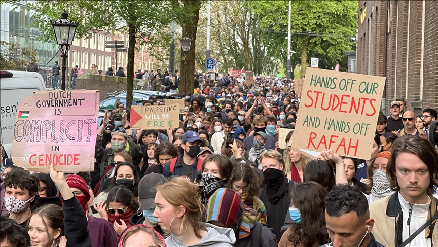 University of Amsterdam staff join pro-Palestine protests