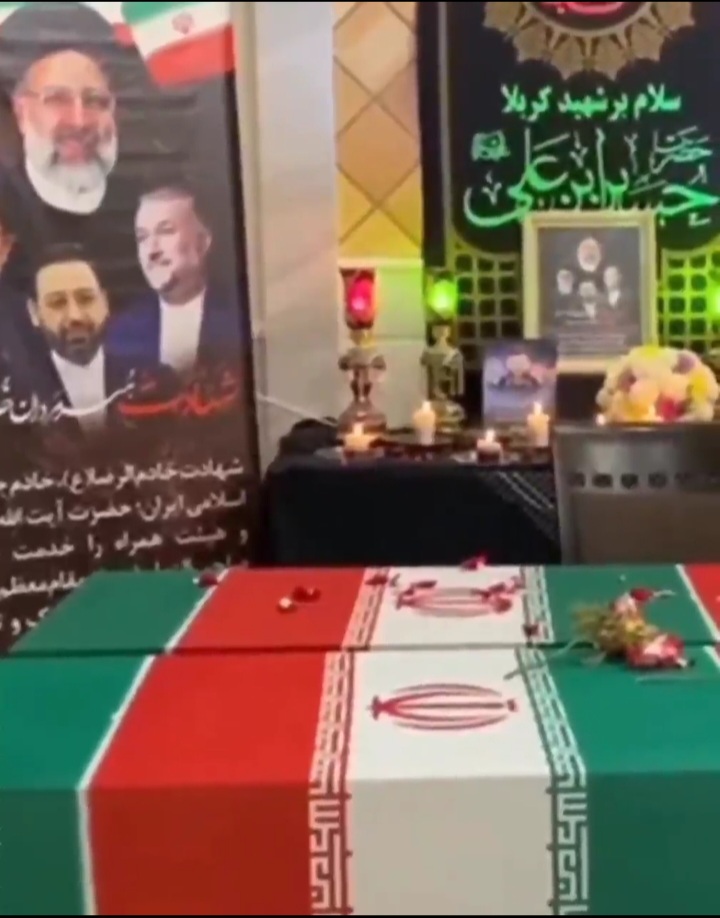 Bidiyon Hotunan Akwatinan Gawar Da Ke Ɗauke Da Shahidi Ayatullah Raisi Da Shahidi Musawi