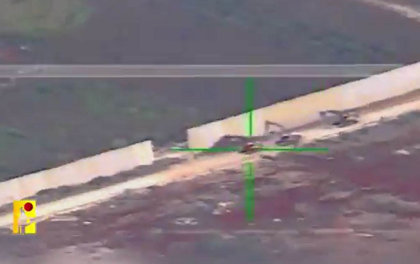 Scenes from Islamic Resistance targeting Israeli military bulldozer in Kfar Kila on southern Lebanese border
