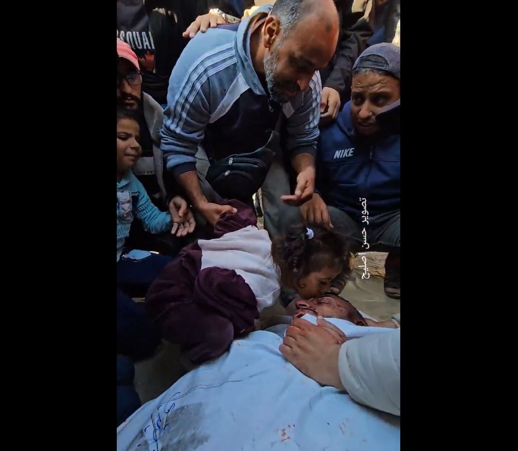 Video: Palestinian orphaned daughters bid a sad farewell to their father martyred in Israeli airstrike in Khan Younis