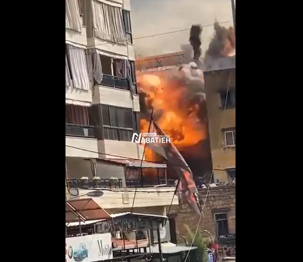 Breaking Video: Moment Isreali evil forces bombed a building in Ghobeiry, southern Beirut, Lebanon