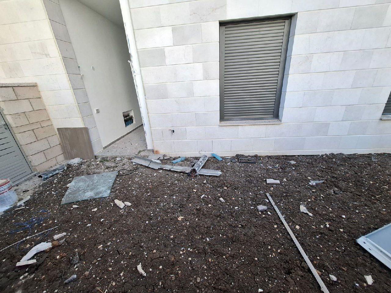 Footage documenting damage to a building in Nahariya after a drone attack from Lebanon