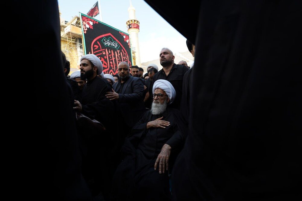 آية الله النَّجفيّ يشاركُ المؤمنينَ في موكب عزاء ‏بذكرى شهادةِ السيدةِ الزهراءِ (عليها السلام) + صور