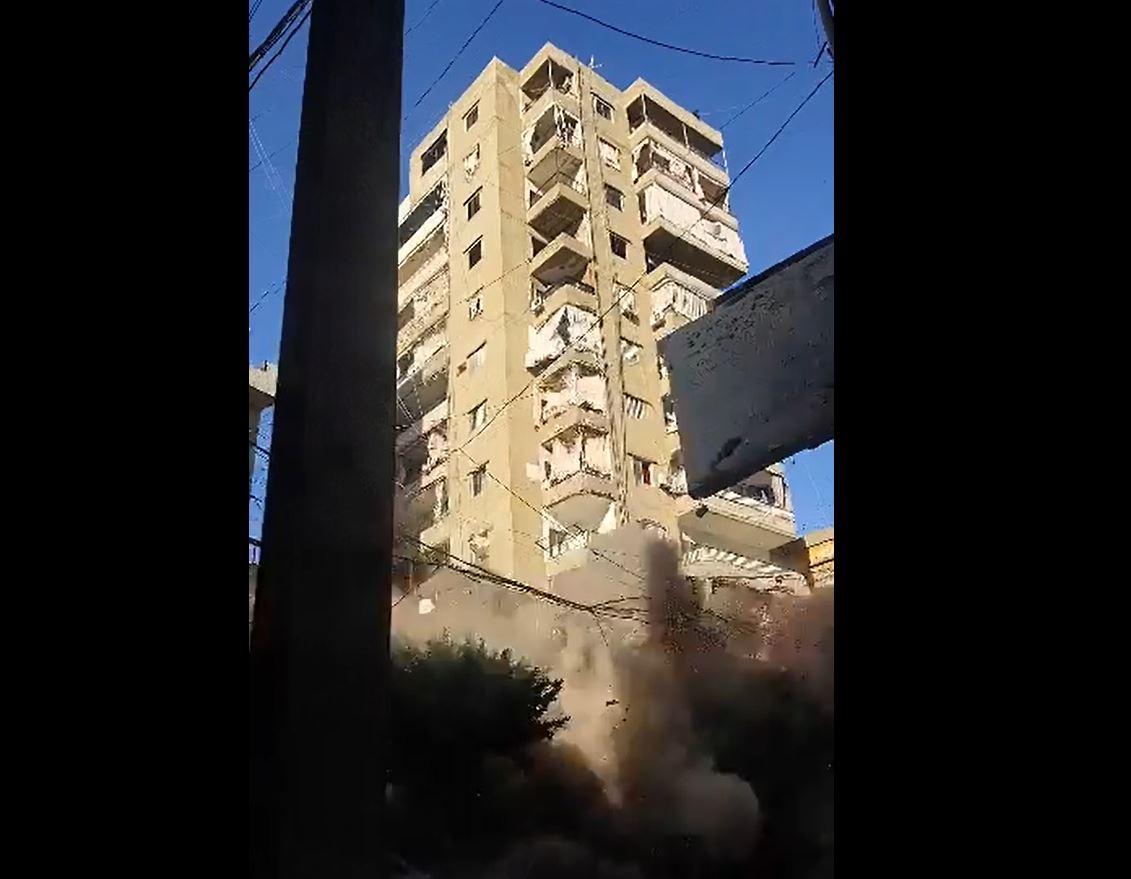 +5 Videos: An Israeli airstrike flattened a huge apartment in Burj al-Barajneh in southern Beirut now