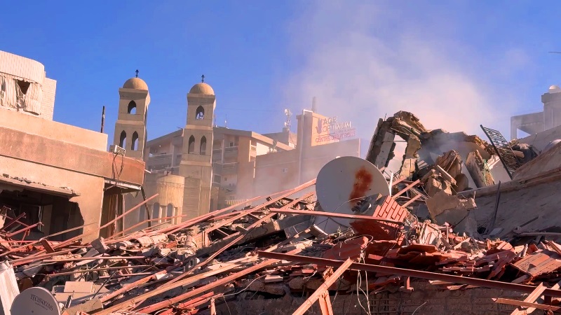 فیديو | أضرار في إحدى الكنائس بالضاحية الجنوبية لبيروت من جراء العدوان الصهيوني