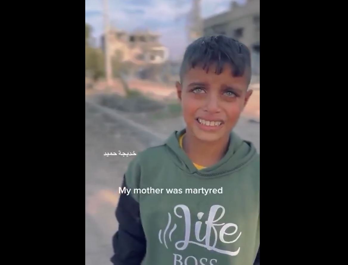 Video: His mother martyred and his father arrested by Israeli troops and no where to go..