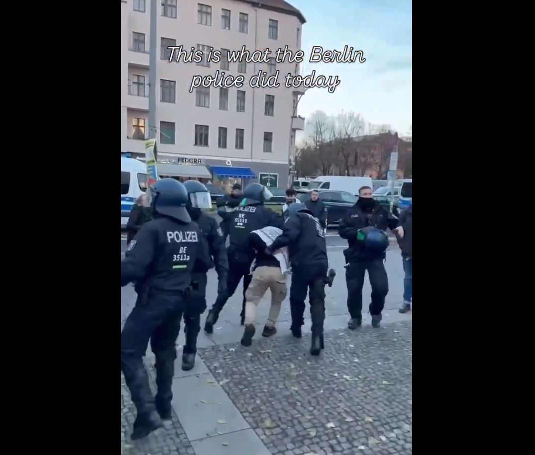 Video: Berlin police use excessive violence against pro-Palestine protesters taking part in a rally for Gaza