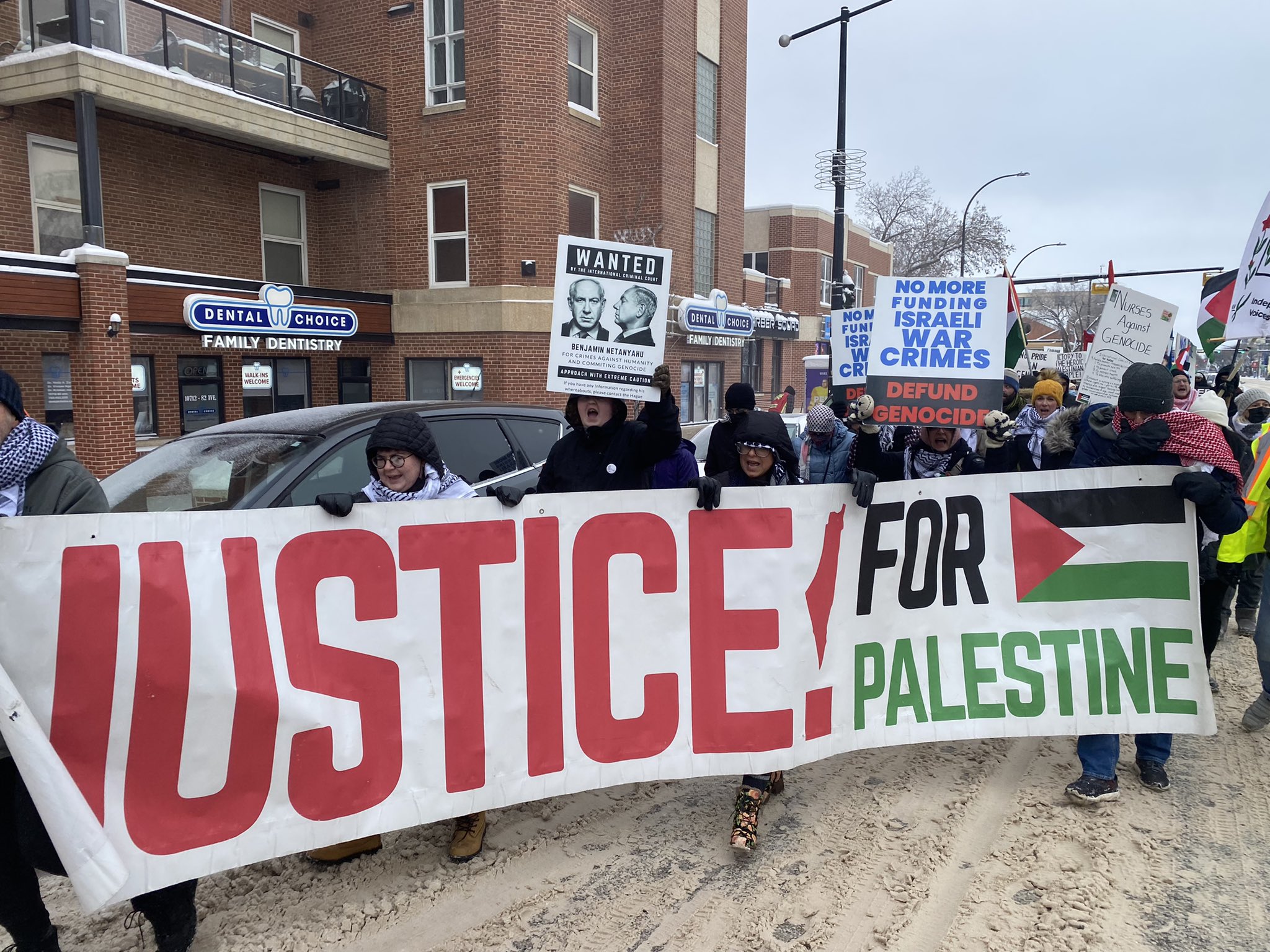 Video: In a snowy weather Canadians protest in Edmonton against Israeli regime war crimes in Palestine and Lebanon 